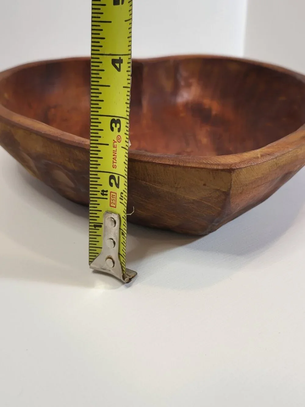 Hand-Carved Heart-Shaped Wooden Bowl – Rustic Solid Wood Catchall & Home Decor